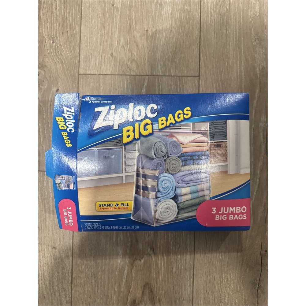Ziploc Big Bags Discontinued Heavy Duty XXL 20 Gallon 2' x 2.7' 1 Used 2 New